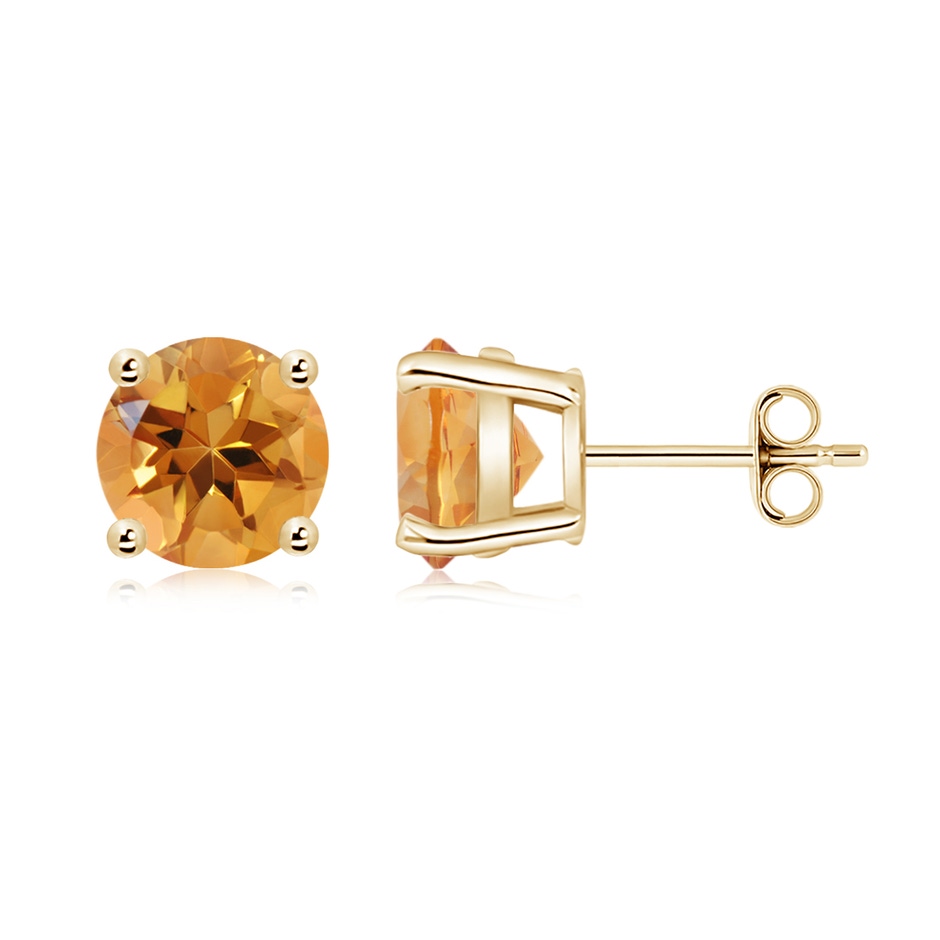8mm AA Basket-Set Round Citrine Studs in 18K Yellow Gold side 199