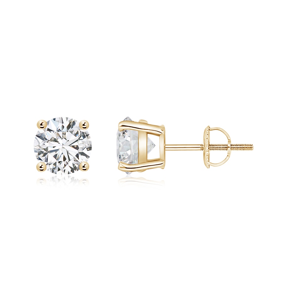 5.9mm HSI2 Basket-Set Round Diamond Studs in Yellow Gold 