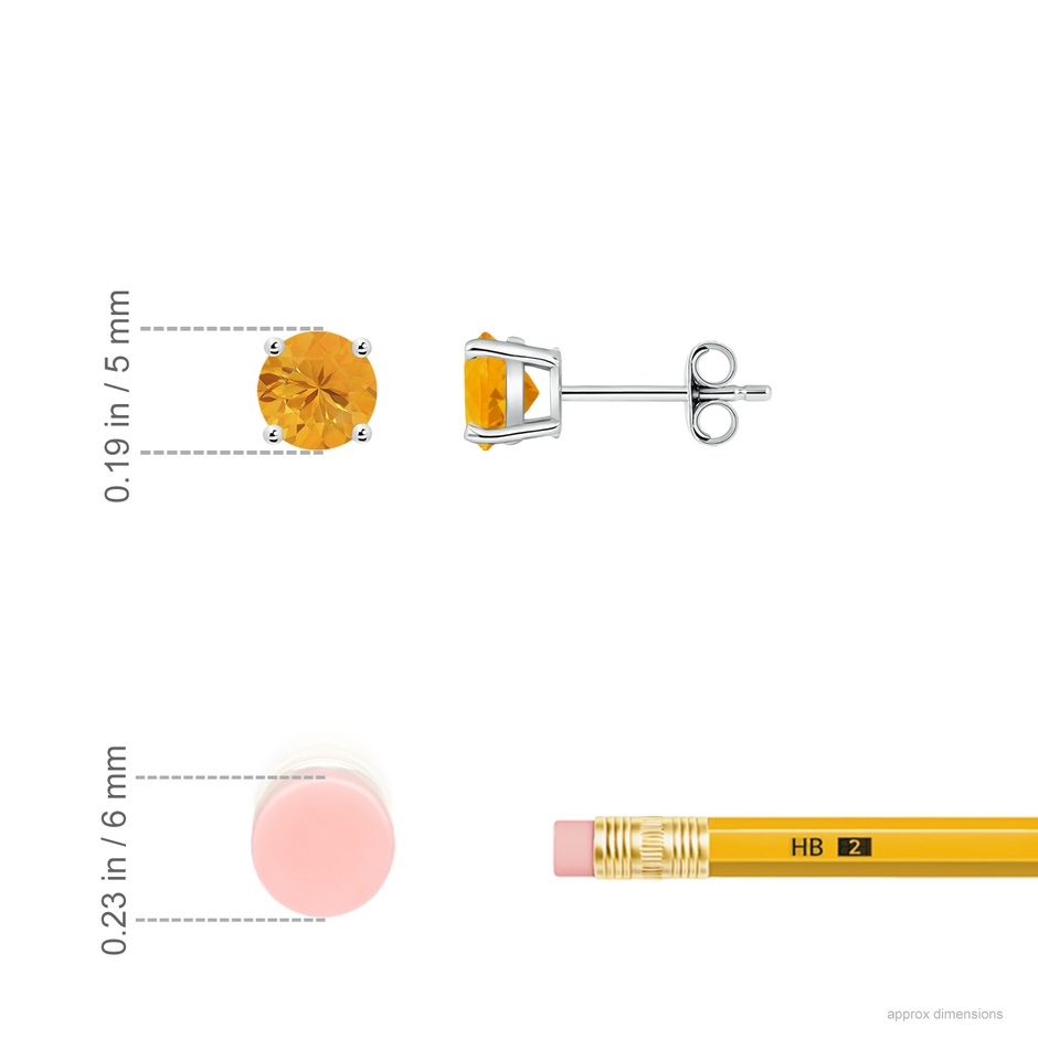 5mm A Basket-Set Round Fire Opal Studs in S999 Silver ruler