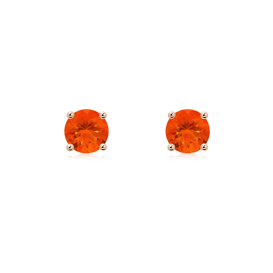 5mm AAA Basket-Set Round Fire Opal Studs in Rose Gold 