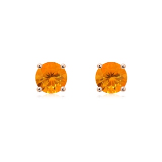 6mm AA Basket-Set Round Fire Opal Studs in Rose Gold