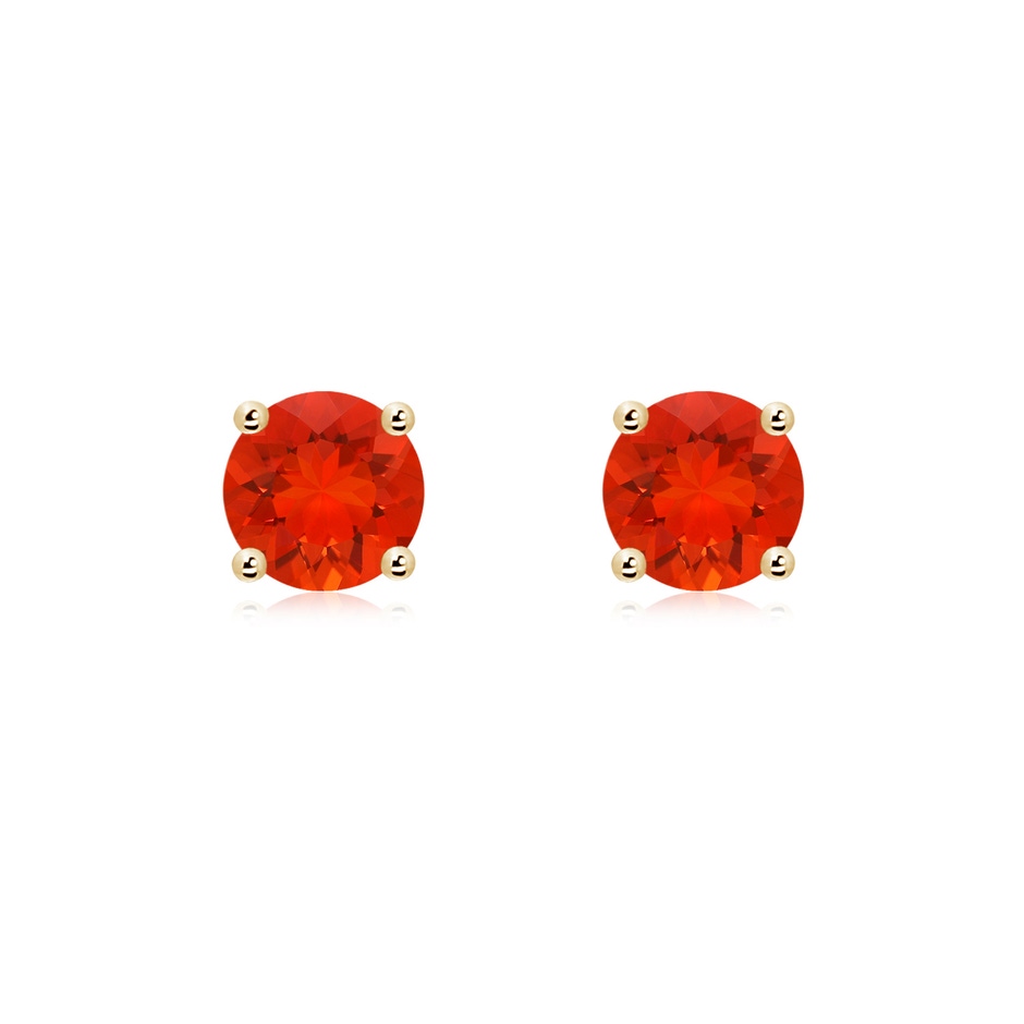 6mm AAAA Basket-Set Round Fire Opal Studs in Yellow Gold 