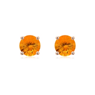 7mm AA Basket-Set Round Fire Opal Studs in Rose Gold