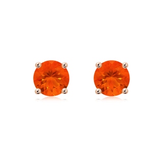 7mm AAA Basket-Set Round Fire Opal Studs in Rose Gold