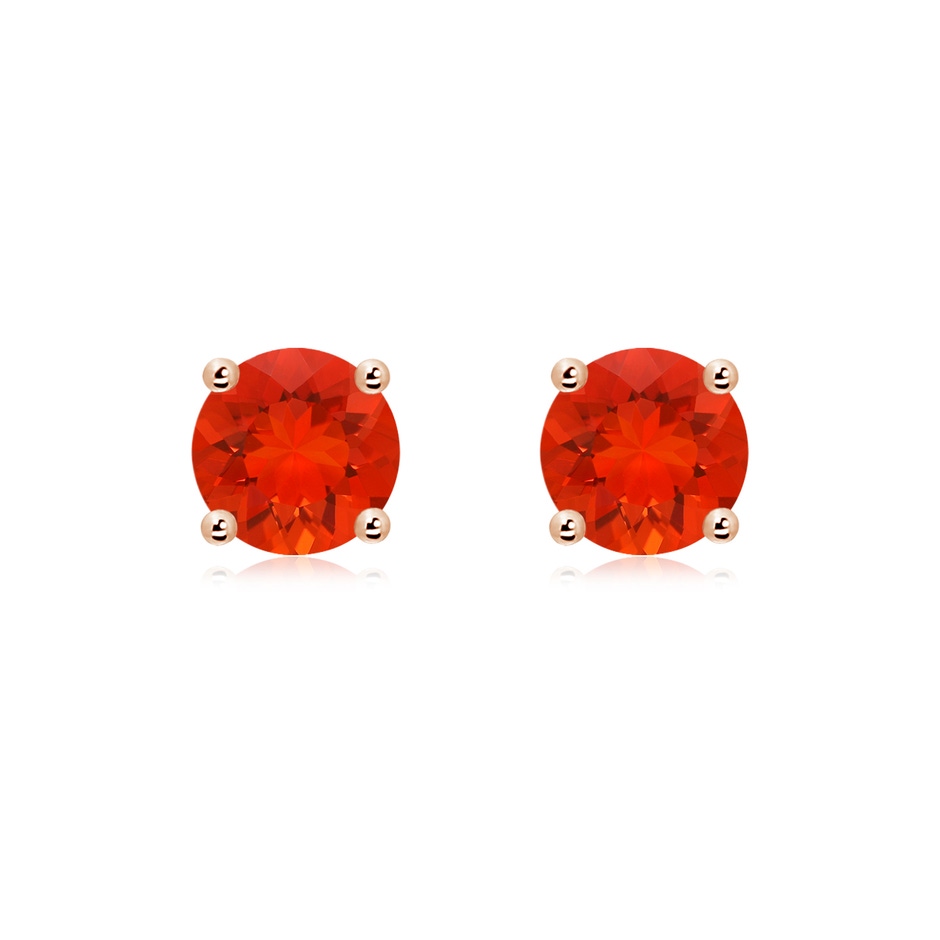 7mm AAAA Basket-Set Round Fire Opal Studs in Rose Gold 
