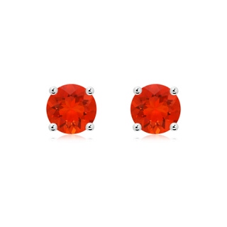 7mm AAAA Basket-Set Round Fire Opal Studs in S999 Silver