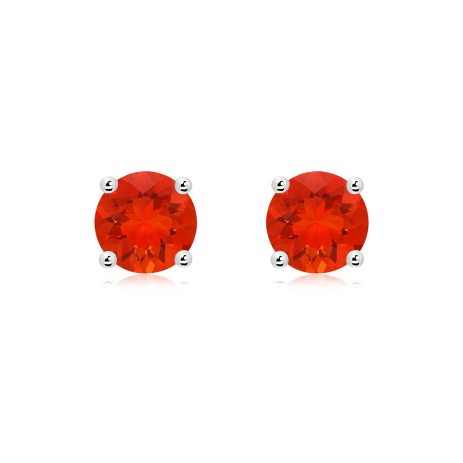 7mm AAAA Basket-Set Round Fire Opal Studs in S999 Silver 