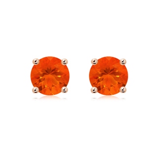 8mm AAA Basket-Set Round Fire Opal Studs in Rose Gold