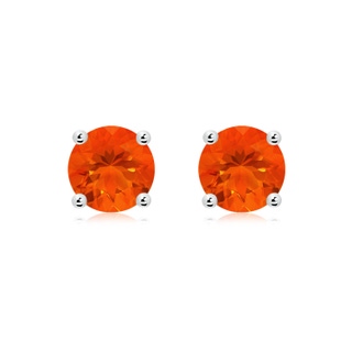 8mm AAA Basket-Set Round Fire Opal Studs in White Gold