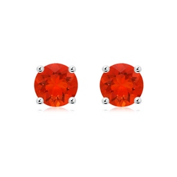Solitaire Studs Fire Opal Solitaire Stud Earrings