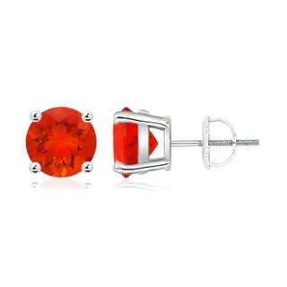 8mm AAAA Basket-Set Round Fire Opal Studs in P950 Platinum