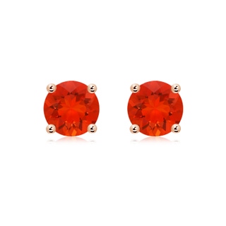 8mm AAAA Basket-Set Round Fire Opal Studs in Rose Gold