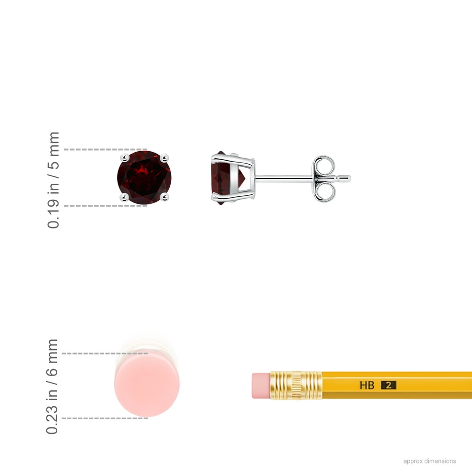 5mm A Basket-Set Round Garnet Studs in White Gold ruler