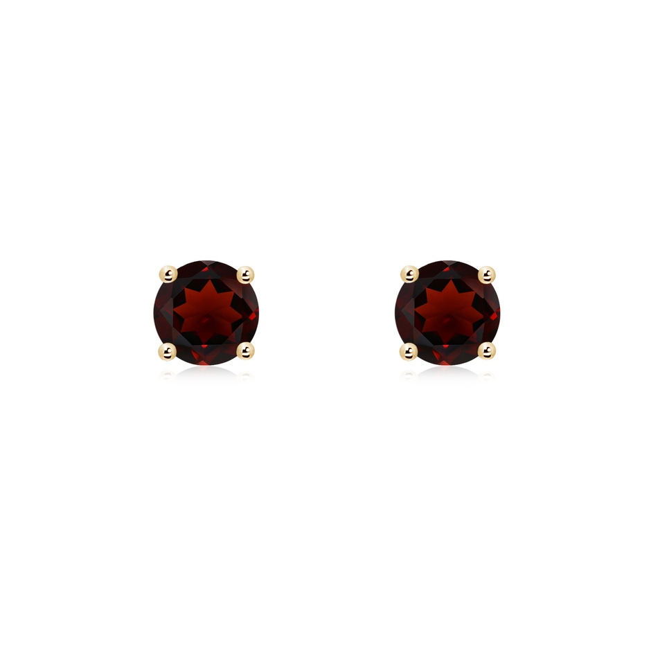 5mm AA Basket-Set Round Garnet Studs in Yellow Gold 