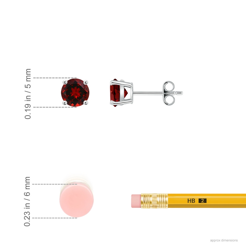 5mm AAAA Basket-Set Round Garnet Studs in S999 Silver ruler