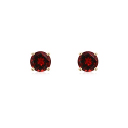 Solitaire Studs Yellow Gold Garnet Earrings