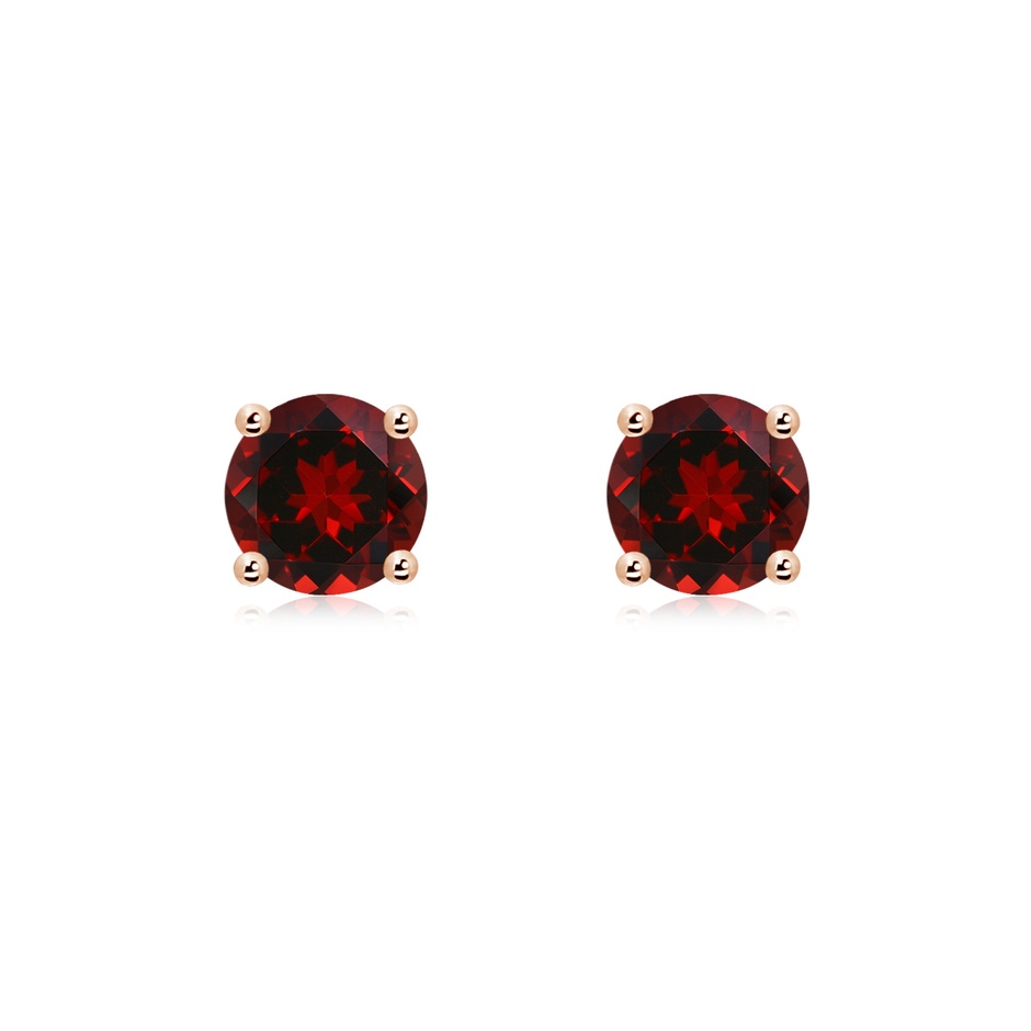 6mm AAAA Basket-Set Round Garnet Studs in Rose Gold 