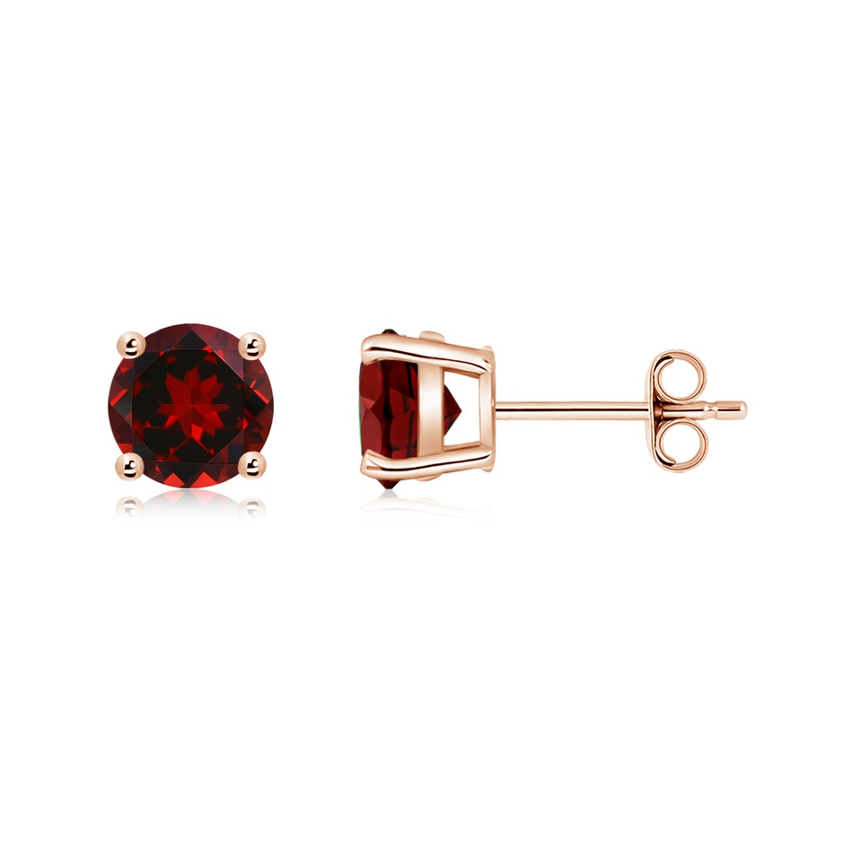 6mm AAAA Basket-Set Round Garnet Studs in Rose Gold side 199