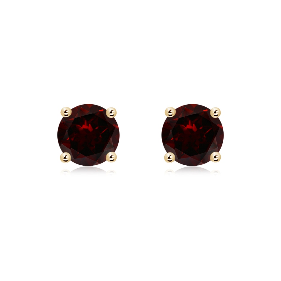 7mm AA Basket-Set Round Garnet Studs in Yellow Gold 