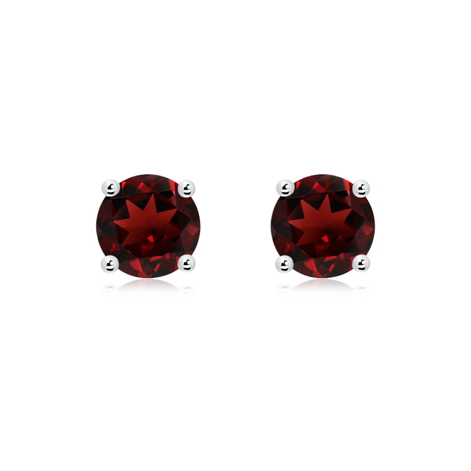 7mm AAA Basket-Set Round Garnet Studs in S999 Silver 
