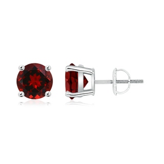 7mm AAAA Basket-Set Round Garnet Studs in P950 Platinum