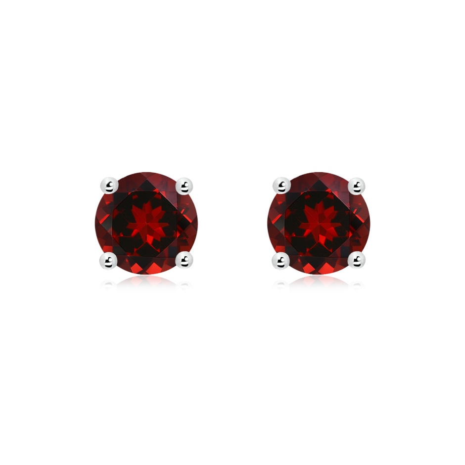 7mm AAAA Basket-Set Round Garnet Studs in White Gold 