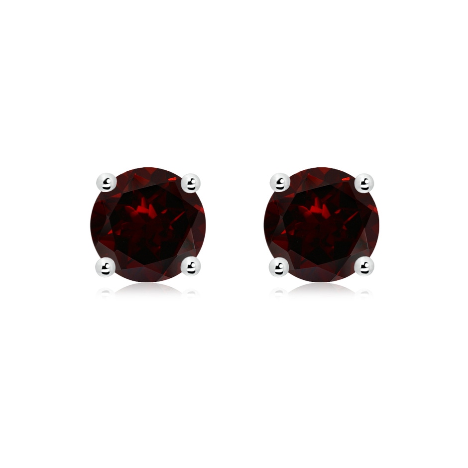 8mm A Basket-Set Round Garnet Studs in White Gold 