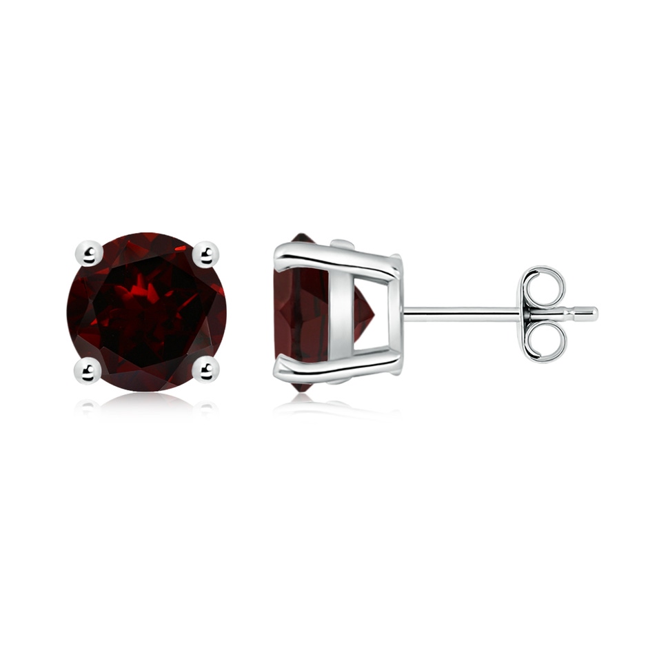 8mm A Basket-Set Round Garnet Studs in White Gold side 199
