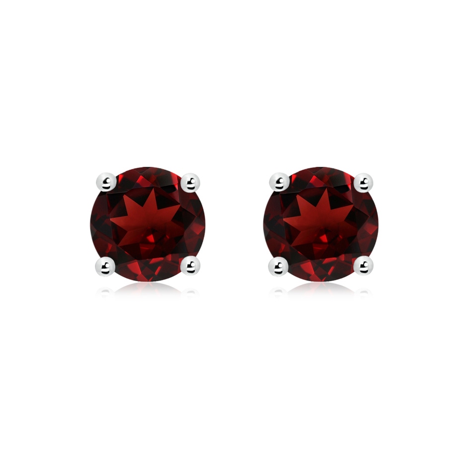 8mm AAA Basket-Set Round Garnet Studs in White Gold 