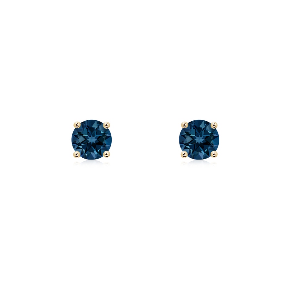 4mm AAAA Basket-Set Round London Blue Topaz Studs in Yellow Gold 