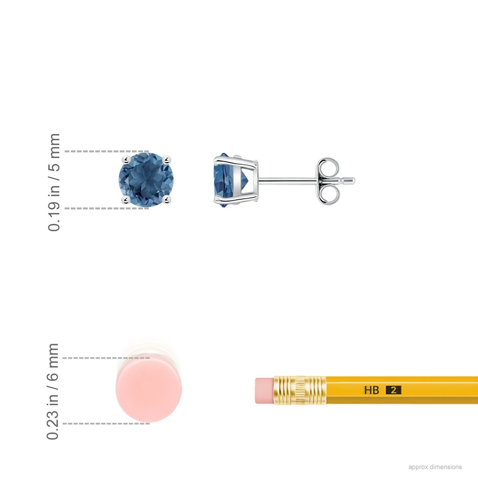 5mm A Basket-Set Round London Blue Topaz Studs in 10K White Gold ruler