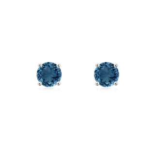 5mm AA Basket-Set Round London Blue Topaz Studs in White Gold