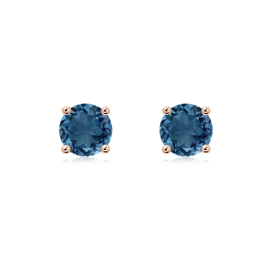 6mm AA Basket-Set Round London Blue Topaz Studs in Rose Gold 