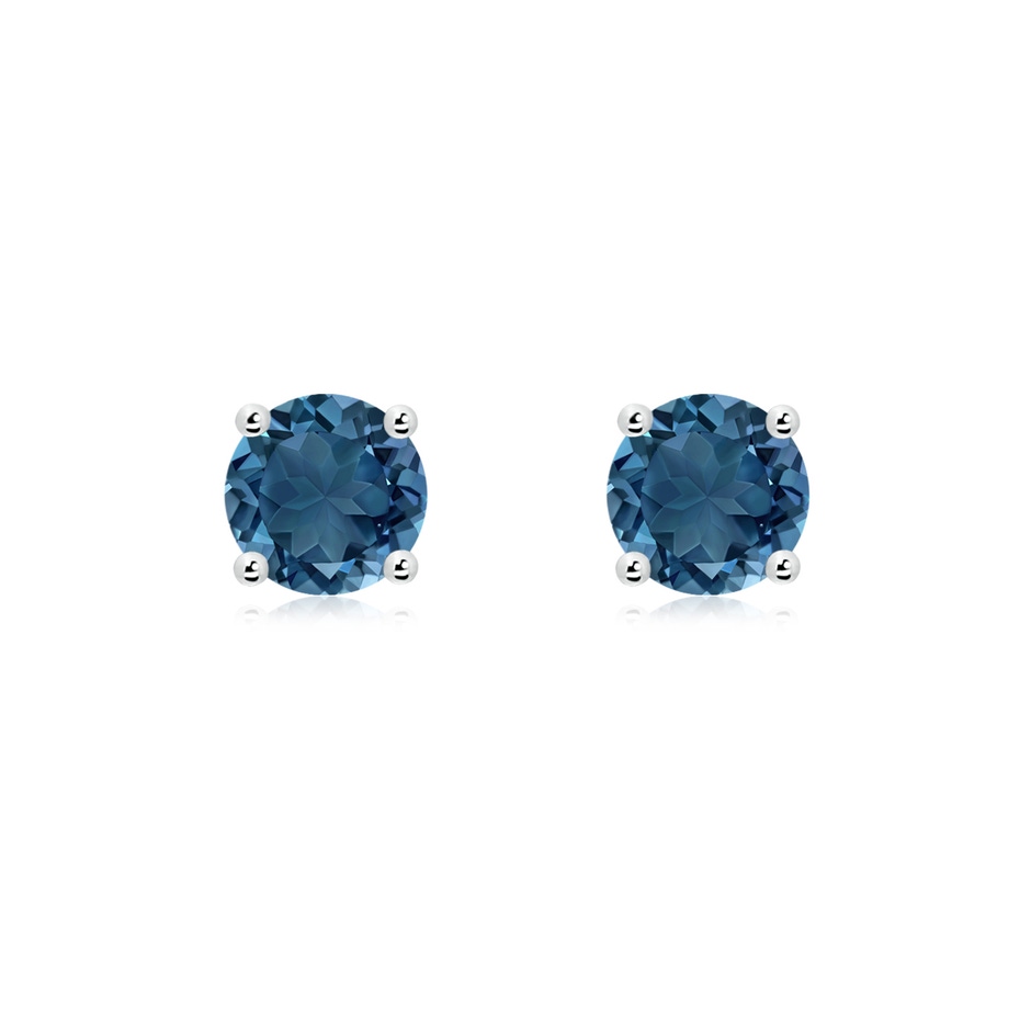 6mm AA Basket-Set Round London Blue Topaz Studs in White Gold 