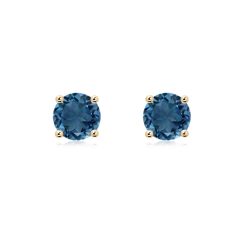 6mm AA Basket-Set Round London Blue Topaz Studs in Yellow Gold 