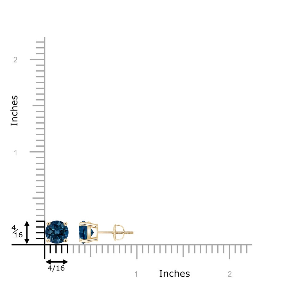 6mm AAAA Basket-Set Round London Blue Topaz Studs in Yellow Gold product image