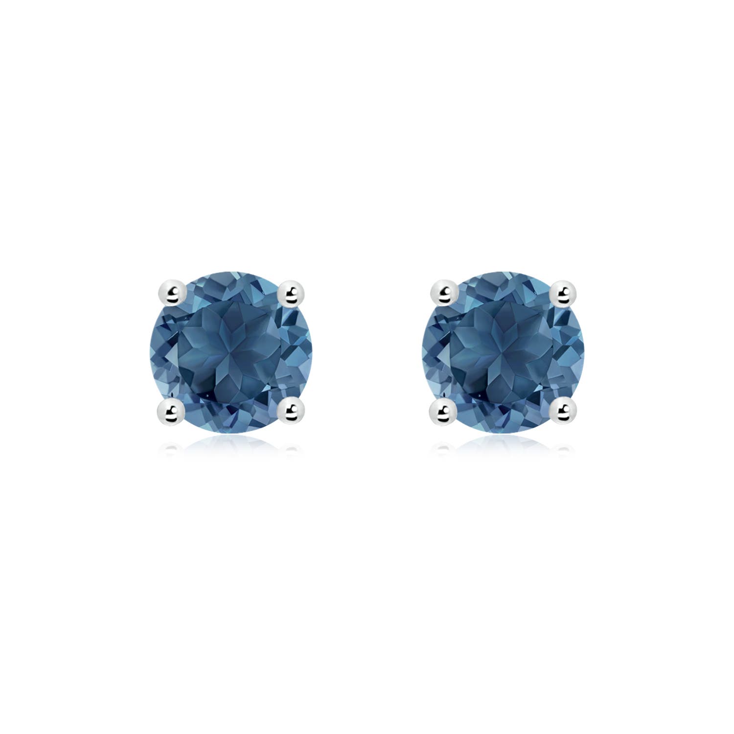 7mm A Basket-Set Round London Blue Topaz Studs in P950 Platinum