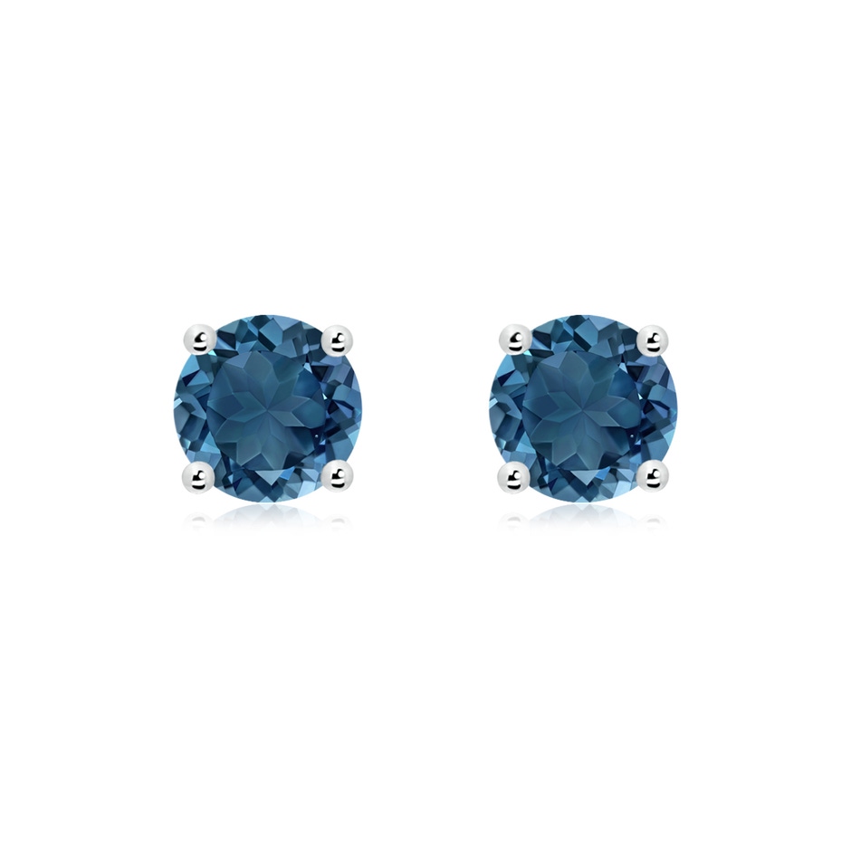 7mm AA Basket-Set Round London Blue Topaz Studs in White Gold 