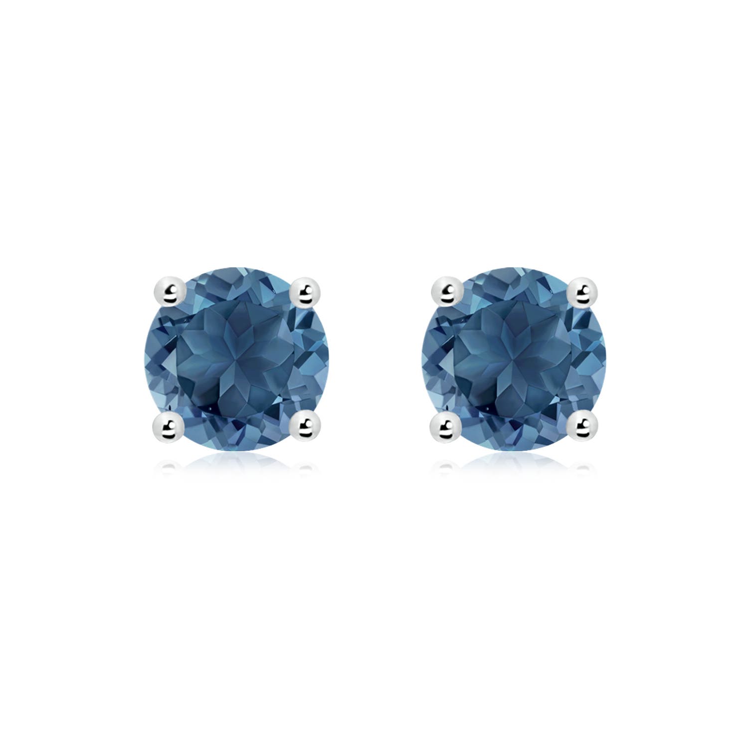 8mm A Basket-Set Round London Blue Topaz Studs in P950 Platinum