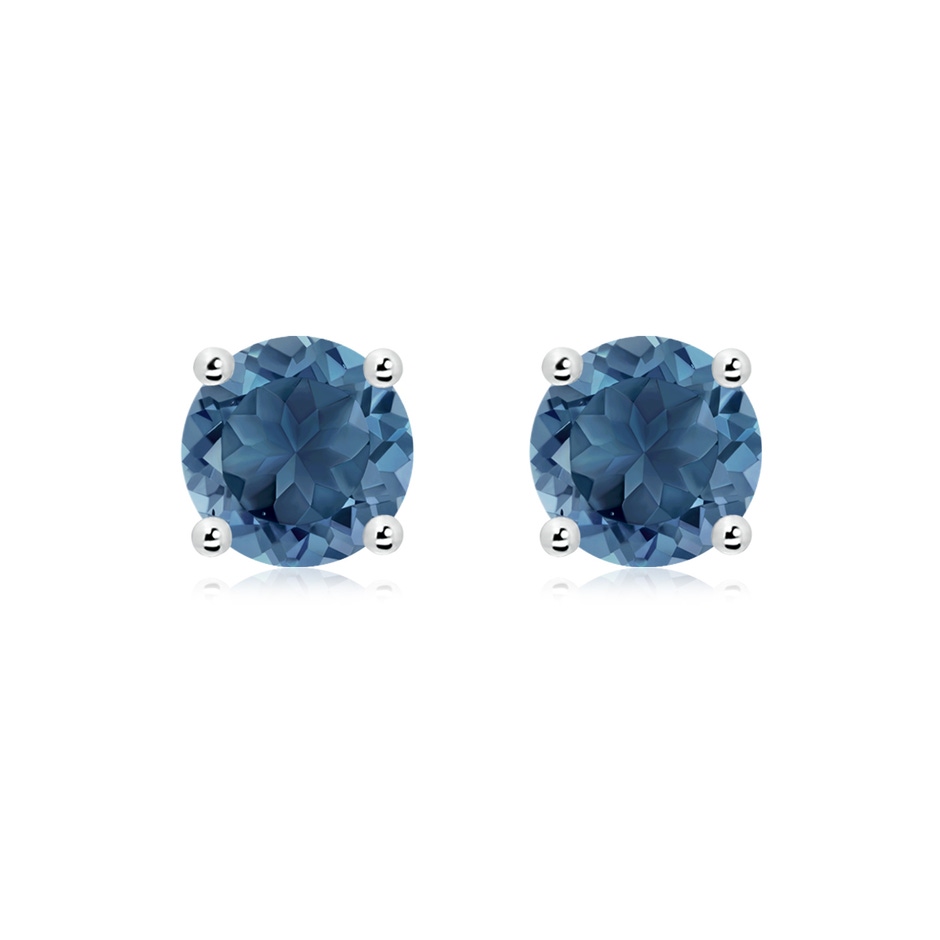 8mm A Basket-Set Round London Blue Topaz Studs in White Gold 