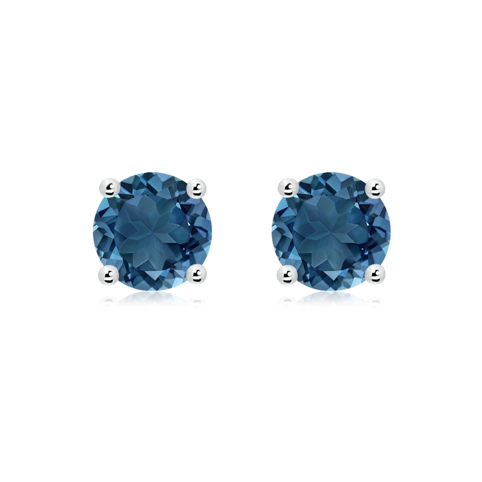 8mm AA Basket-Set Round London Blue Topaz Studs in White Gold 