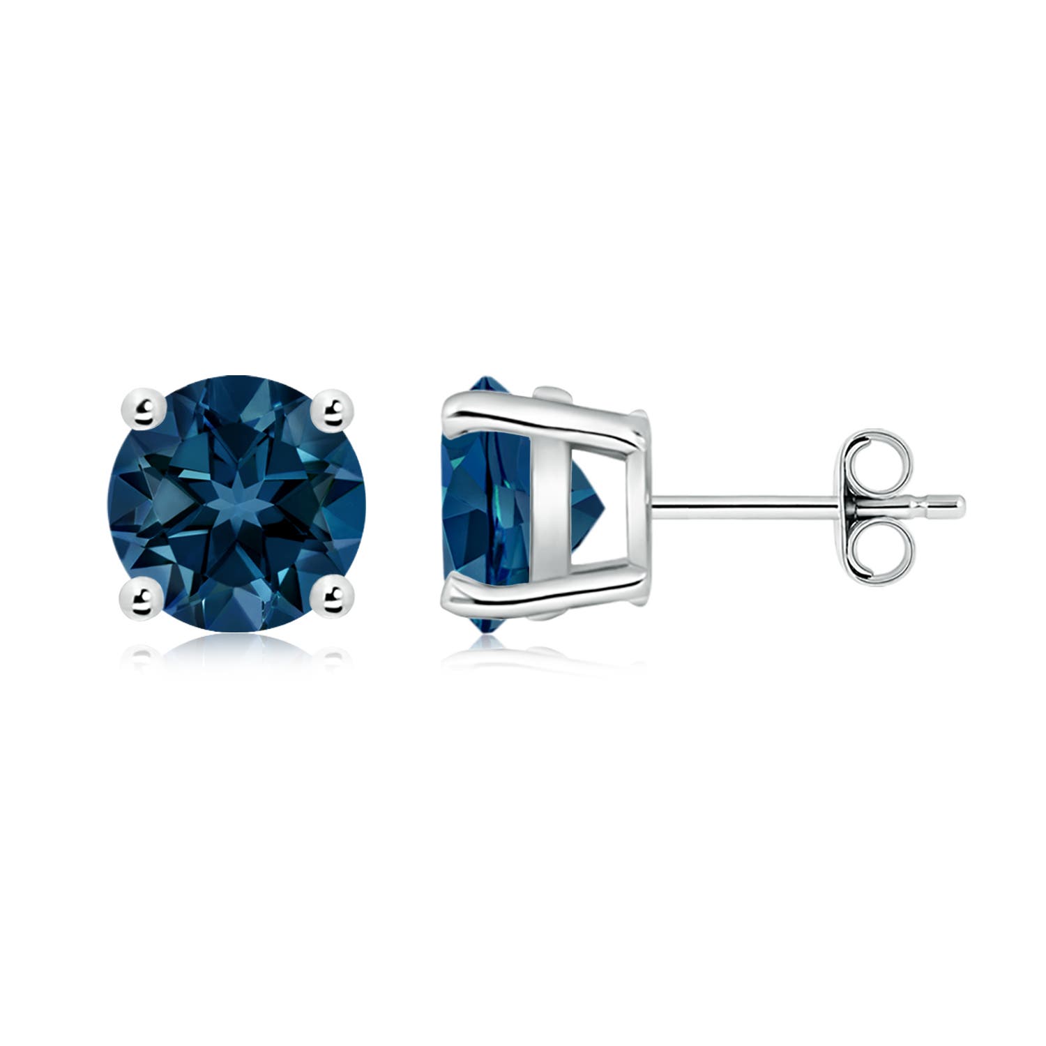 8mm AAAA Basket-Set Round London Blue Topaz Studs in P950 Platinum