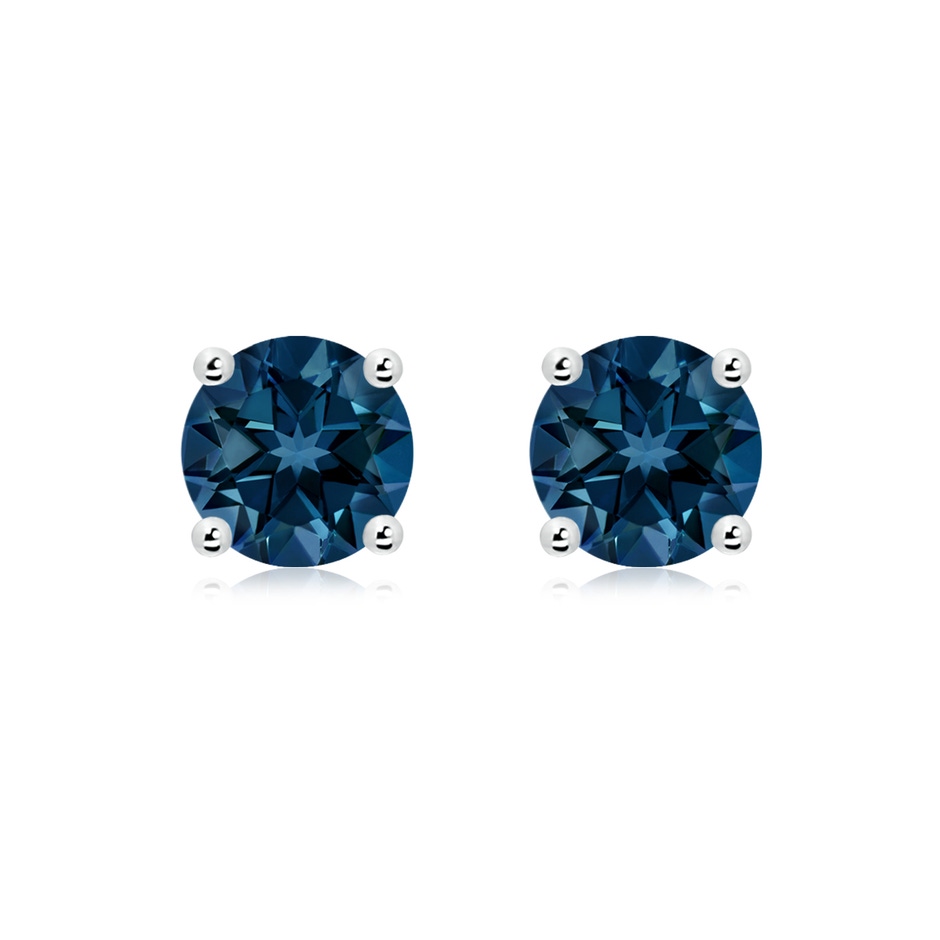 8mm AAAA Basket-Set Round London Blue Topaz Studs in White Gold 