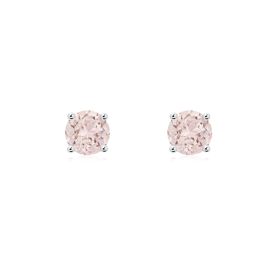 5mm A Basket-Set Round Morganite Studs in White Gold 
