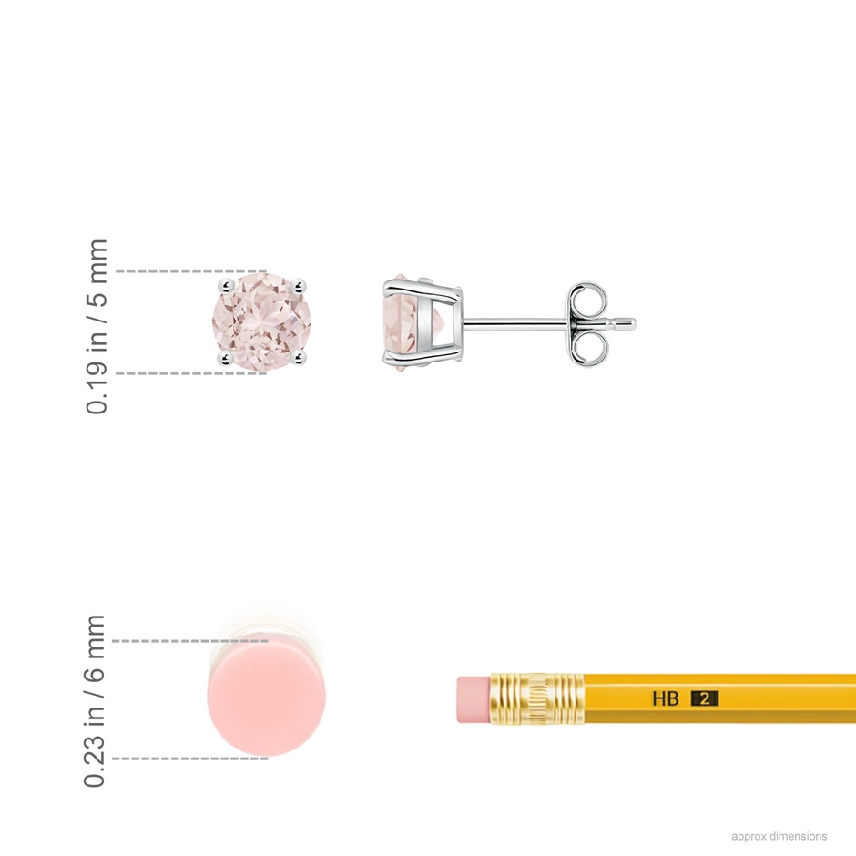 5mm A Basket-Set Round Morganite Studs in White Gold ruler