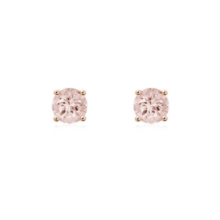 5mm AA Basket-Set Round Morganite Studs in Rose Gold