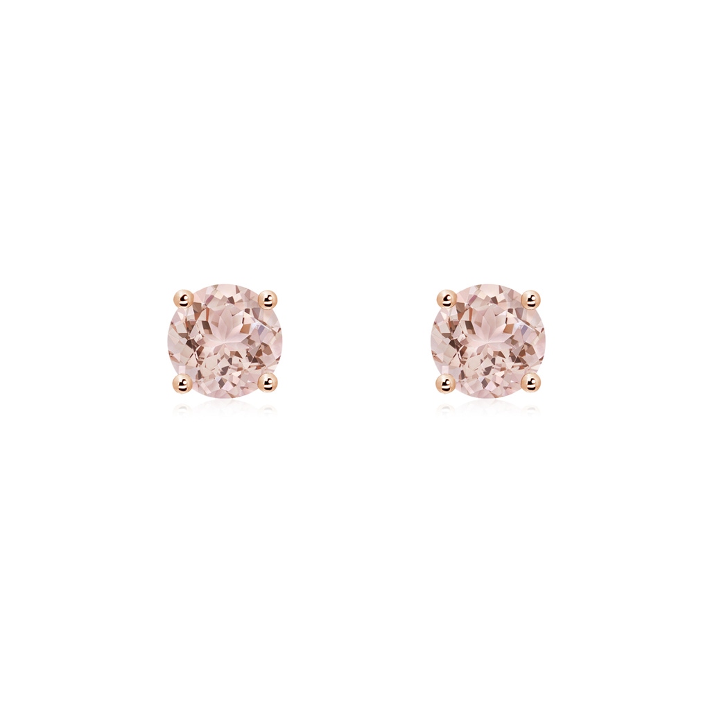 5mm AAA Basket-Set Round Morganite Studs in Rose Gold