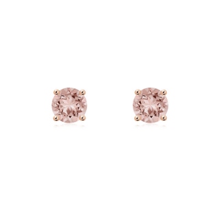 5mm AAAA Basket-Set Round Morganite Studs in 9K Rose Gold