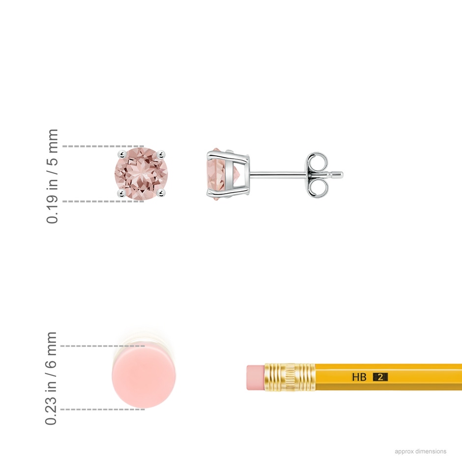 5mm AAAA Basket-Set Round Morganite Studs in P950 Platinum ruler