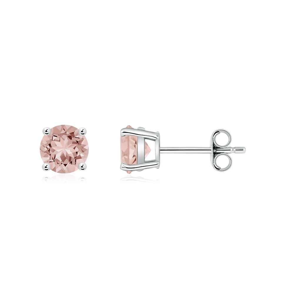 5mm AAAA Basket-Set Round Morganite Studs in S999 Silver